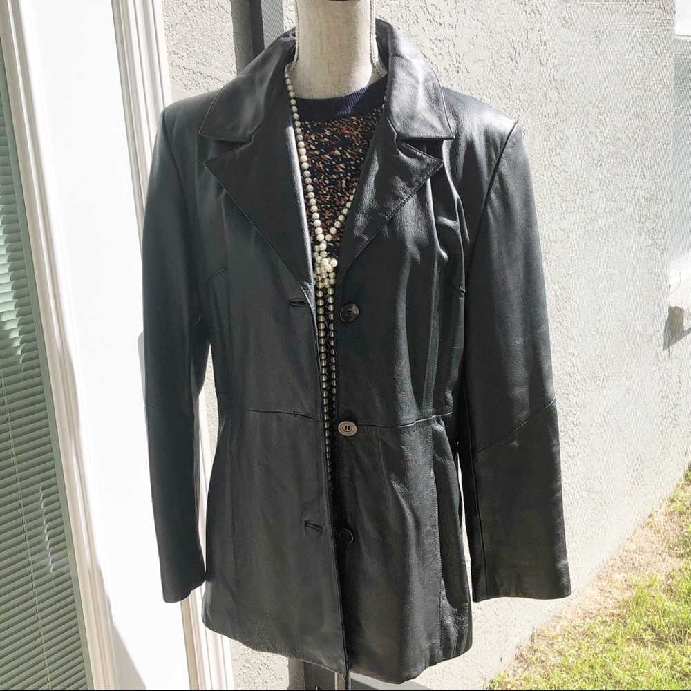 Leather jacket vintage black wilson distressed y2k aritzia